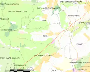 Poziția localității Tavel