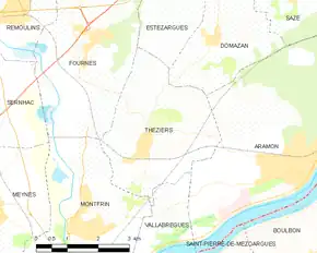 Poziția localității Théziers