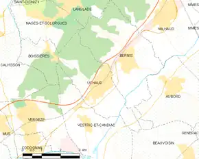 Poziția localității Uchaud