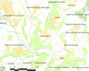 Poziția localității Vézénobres