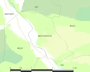 Poziția localității Argut-Dessous