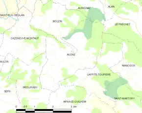 Poziția localității Auzas