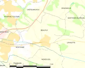 Poziția localității Beaupuy