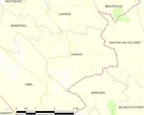 Poziția localității Caignac