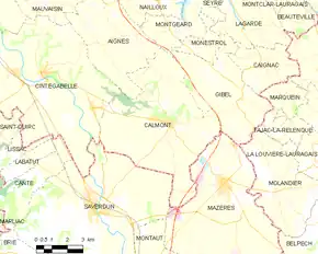 Poziția localității Calmont