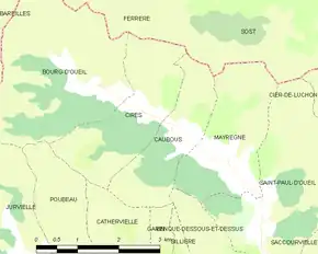 Poziția localității Caubous