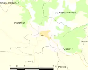 Poziția localității Cox