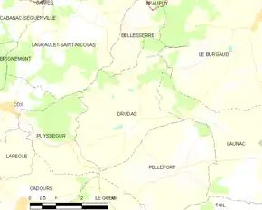 Poziția localității Drudas