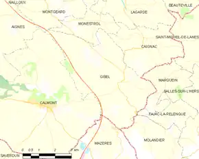 Poziția localității Gibel