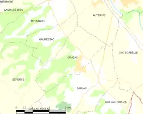 Poziția localității Grazac