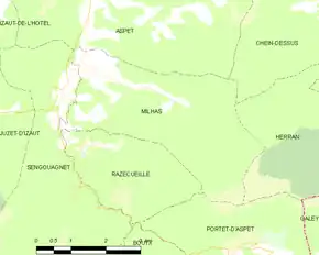 Poziția localității Milhas