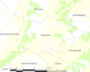 Poziția localității Mondilhan