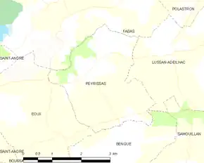 Poziția localității Peyrissas