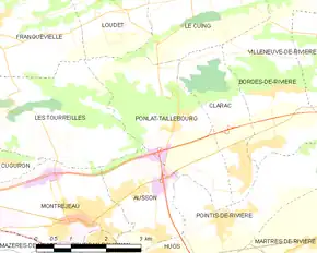 Poziția localității Ponlat-Taillebourg