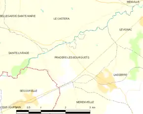 Poziția localității Pradère-les-Bourguets