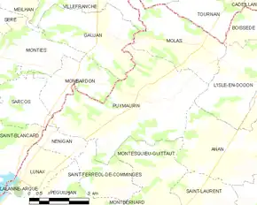 Poziția localității Puymaurin