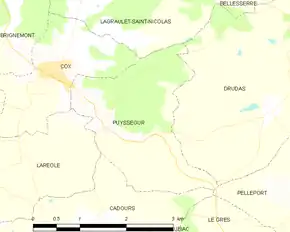 Poziția localității Puysségur