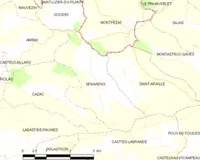 Poziția localității Sénarens