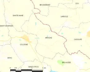 Poziția localității Ardizas