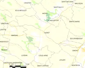 Poziția localității Aubiet