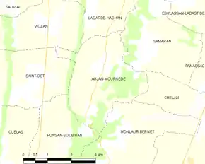 Poziția localității Aujan-Mournède