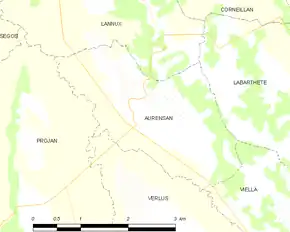 Poziția localității Aurensan