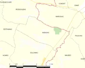 Poziția localității Avensac