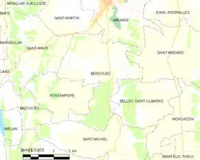 Poziția localității Berdoues