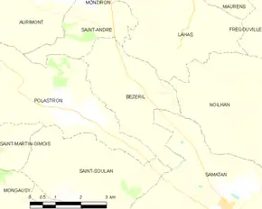 Poziția localității Bézéril