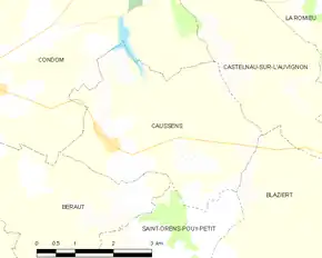 Poziția localității Caussens