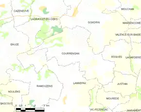 Poziția localității Courrensan