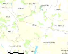 Poziția localității Dému