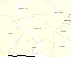 Poziția localității Estramiac