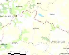 Poziția localității Fourcès