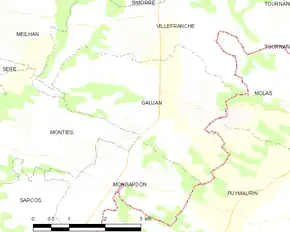 Poziția localității Gaujan