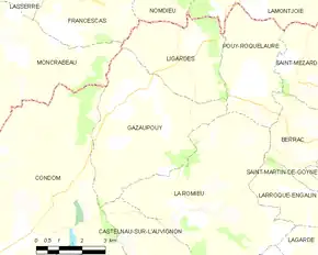 Poziția localității Gazaupouy