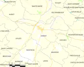 Poziția localității Gimont