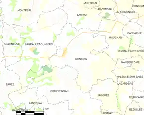 Poziția localității Gondrin