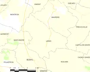 Poziția localității Lahas