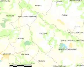 Poziția localității Laujuzan