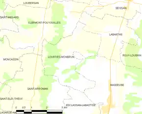 Poziția localității Lourties-Monbrun