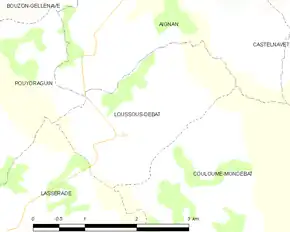 Poziția localității Loussous-Débat