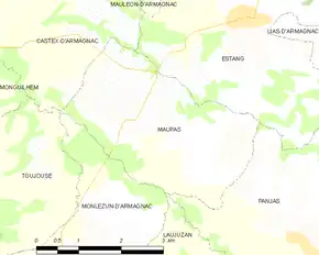 Poziția localității Maupas