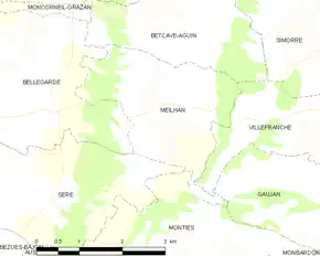Poziția localității Meilhan