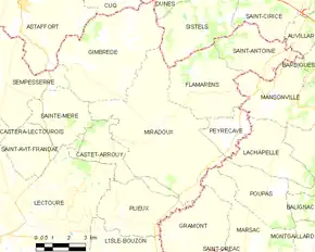 Poziția localității Miradoux