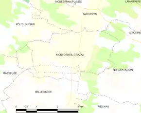 Poziția localității Moncorneil-Grazan