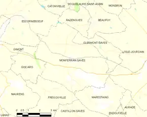 Poziția localității Monferran-Savès