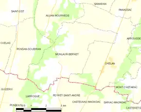 Poziția localității Monlaur-Bernet