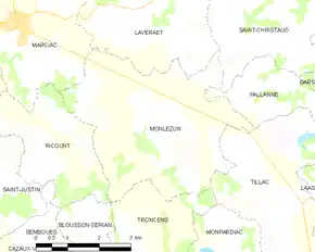 Poziția localității Monlezun