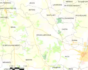 Poziția localității Ordan-Larroque